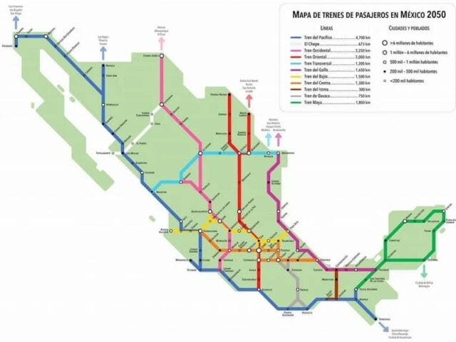 La red de 11 trenes que proyecta México hasta 2050